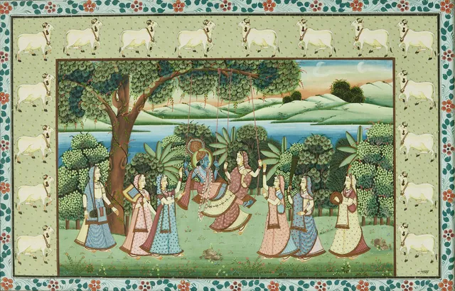 INDISK SKOLA, 1970-tal, figurscen, gouache.