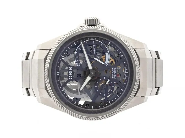 Armbandsur Oris Big Crown Pilot, manuell (cal115) titanium, safirglas, orginalarmband titanium, ref:0111577597153 snr: 3807490, med extra länkbitar, cert, box och ytterkartong.