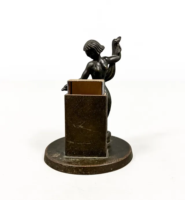 CARL EINAR BORGSTRÖM. TÄNDSTICKSHÅLLARE, patinerad brons, art deco, Ystad Metall.