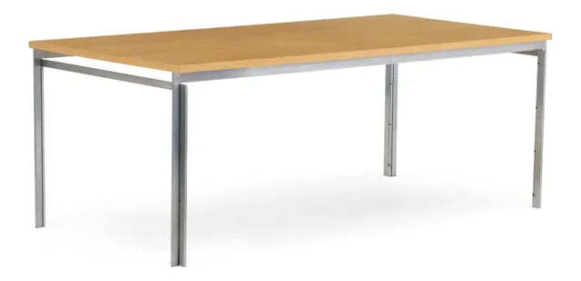 “PK 55”. Work table with steel frame. Ash wood top. Designed 1957. Made by cabinetmaker E. Kold Christensen. H. 69 cm. L. 180 cm. W. 90 cm.