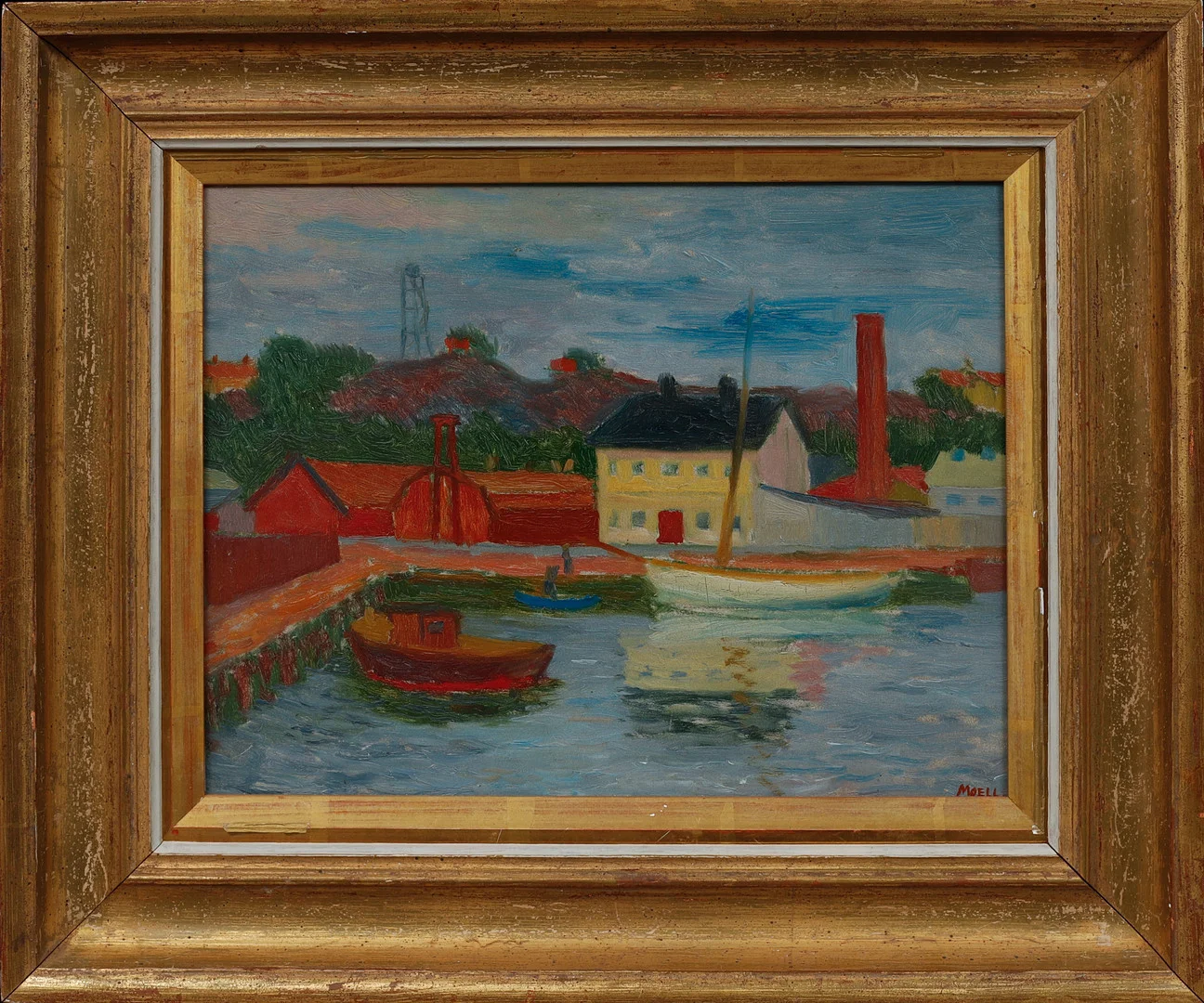 SVEN MOELL. "Carnegie, Klippan", olja på pannå, signerad. — Paintings — Göteborgs Auktionsverk
