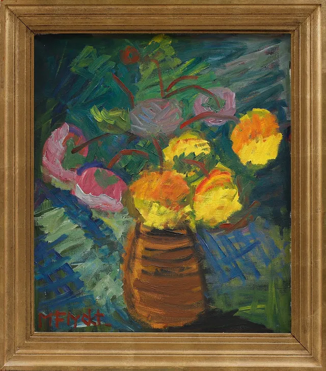 MANFRED FLYCKT. Stilleben med blombukett, olja på duk, signerad.