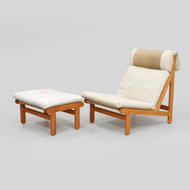BERNT PEDERSEN. "Rag chair/Kludestolen", fåtölj med fotpall, Danmark.