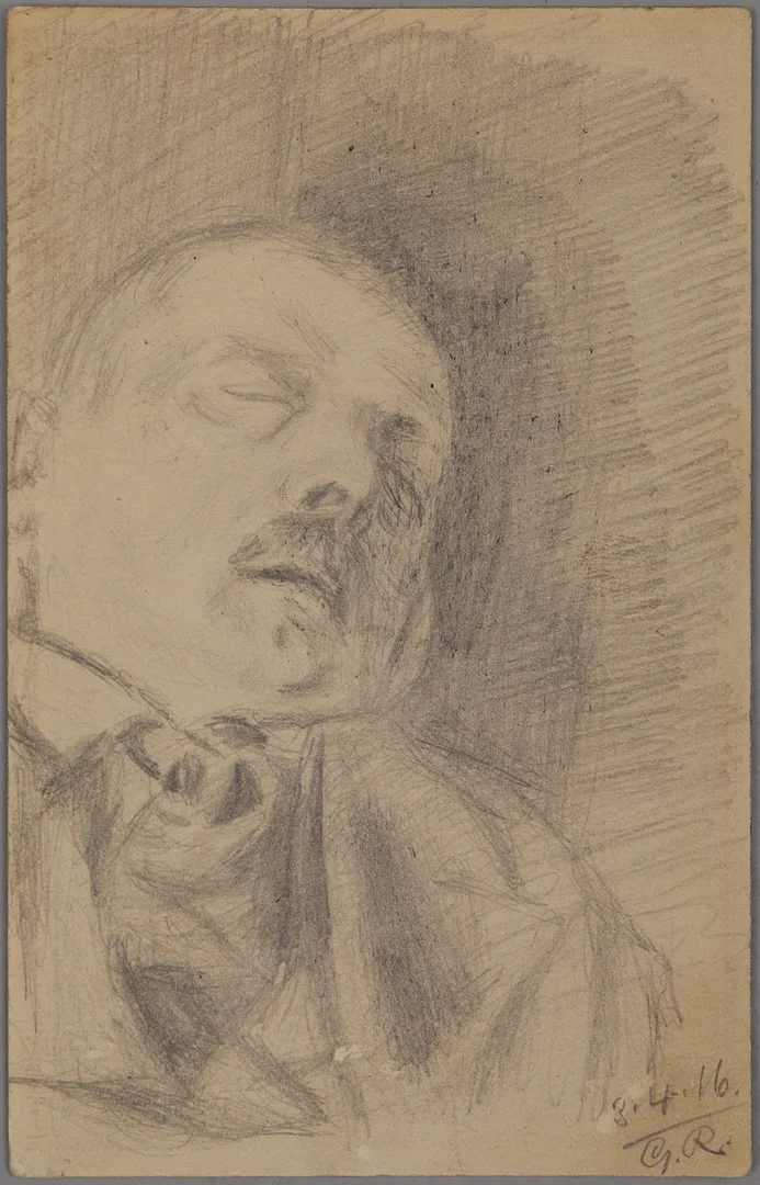GUSTAF RYDBERG. Den sovande Anders Zorn, blyertsteckning, signerad G.R. och daterad 3.4.16. — Drawings — Crafoord Auktioner Malmö