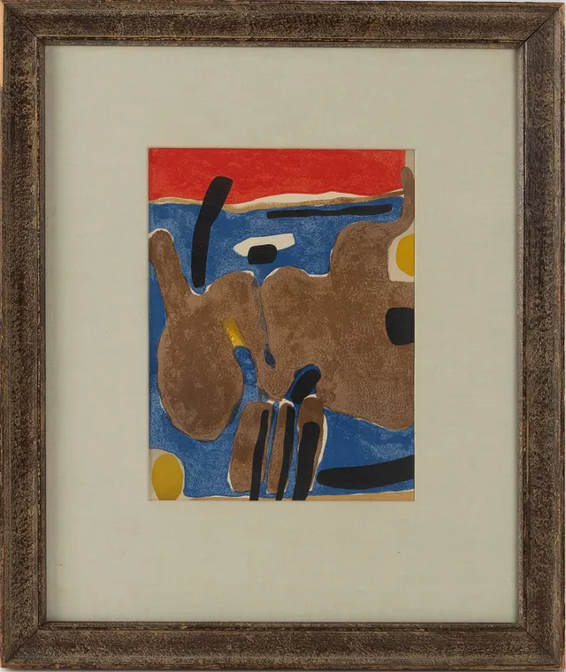 MAURICE ESTÈVE. "Composition", litografi, osignerad, utgiven av Fernand Mourlot Paris 1964, proveniens Ernest Raboff Gallery, Los Angeles.