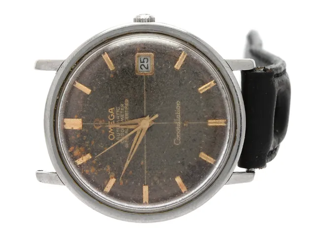 OMEGA, Constellation, Chronometer, Cal 561, Serie nr. 24440909, Ref nr. ST 168.0004, Boett nr. ST 168.004, herrur, 35,5 mm, stål, automatisk, plexiglas, datum, skadad urtavla, defekt (se urverksbild), ca 1966.