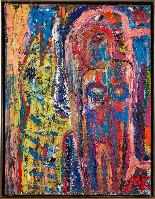 MAURITZ KARSTRÖM. Pojken och djuret VII, olja på duk, 99 x 75 cm.