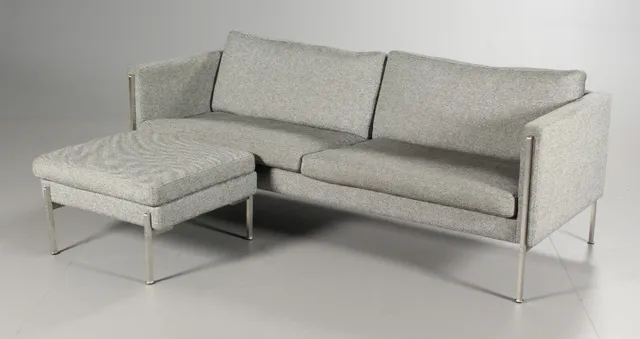 Skipper Furniture. Two-seater sofa and footstool, Model 'Capri', in Hallingdal wool