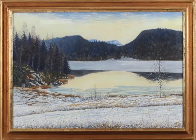 PER JULIUS. "Frost Nordingrå", akvarell på papper, signerad.