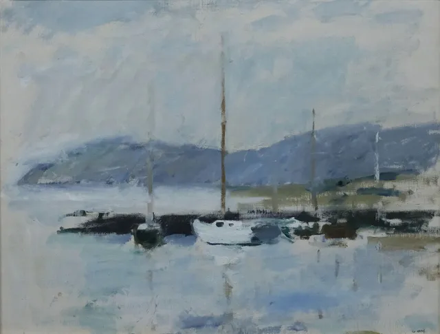 GUSTAV ARNE. SEGELBÅTAR UTANFÖR VEN.