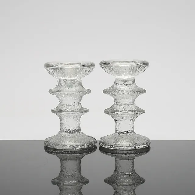 TIMO SARPANEVA. ljusstakar, 1 par, glas, "Festivo", Iittala, Finland.