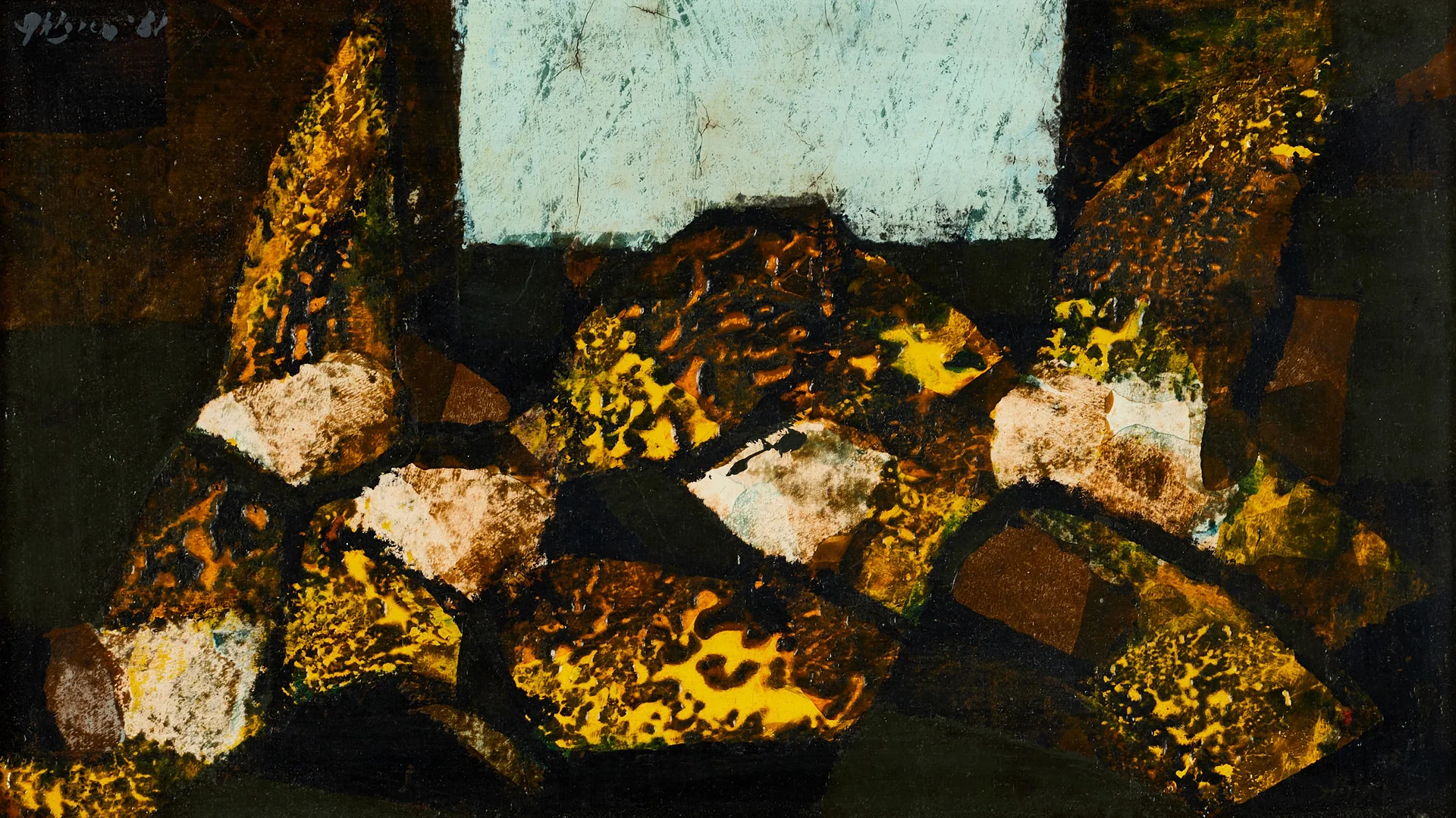SVEN AHLGREN (Sverige, 1922-1997), Komposition II, signerad och daterad -61, olja på duk ställd på pannå. — Paintings — Crafoord Auktioner Stockholm