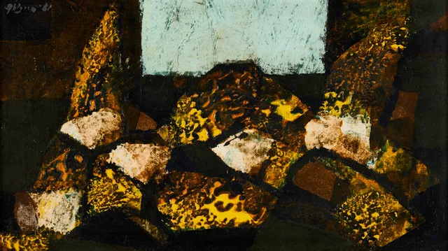 SVEN AHLGREN (Sverige, 1922-1997), Komposition II, signerad och daterad -61, olja på duk ställd på pannå.