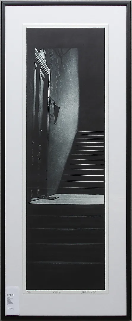 JUKKA VÄNTTINEN. "I väntan". Mezzotint, signerad, numrerad 41/70 och daterad 98.