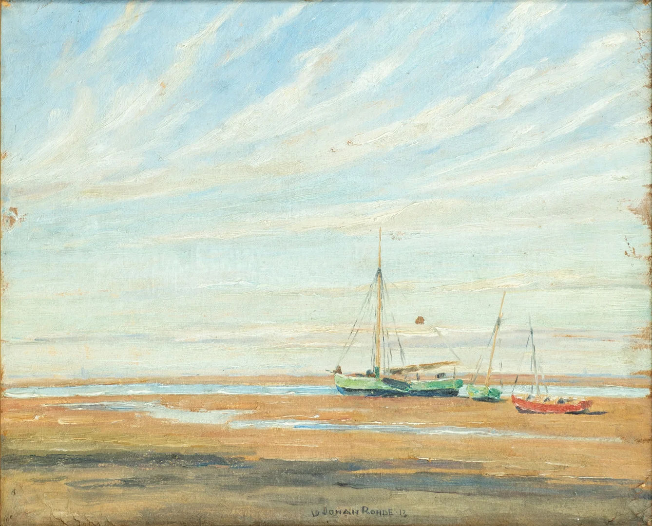 JOHAN GUDMANN ROHDE (1856-1935). Boote am Strand on Fanoe. — Paintings — Stockholms Auktionsverk Hamburg