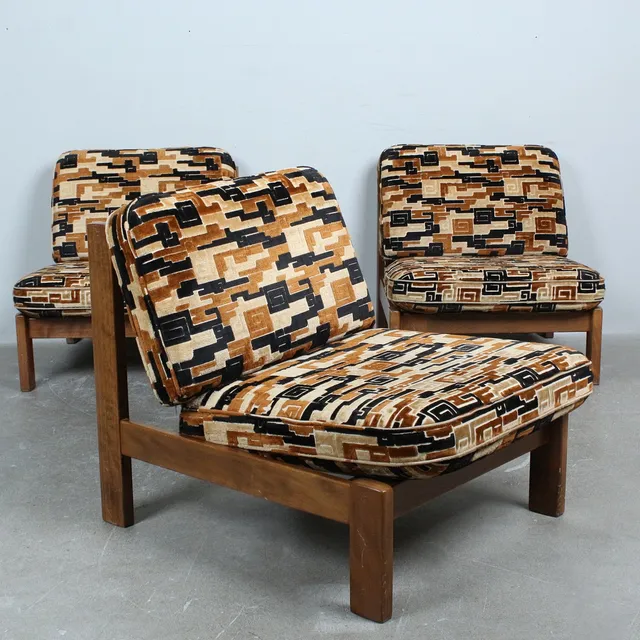 Drei brutalistische Lounge Sessel der 1970er.