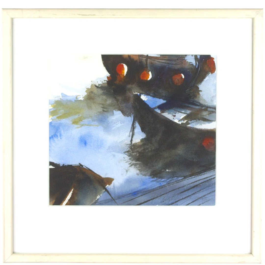 PELLE WADSTRÖMER. Akvarell, på papper, "Snipor Arids hamn, signerad, 2003. — Paintings — Höganäs Auktionsverk