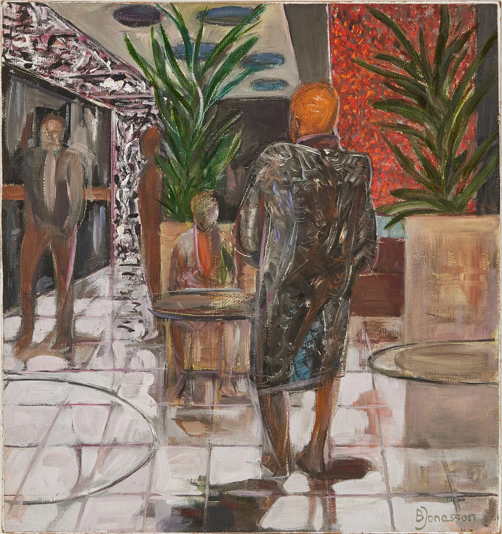 BERNT JONASSON. Figurscen, olja på duk, signerad. — Paintings — Stockholms Auktionsverk Magasin 5