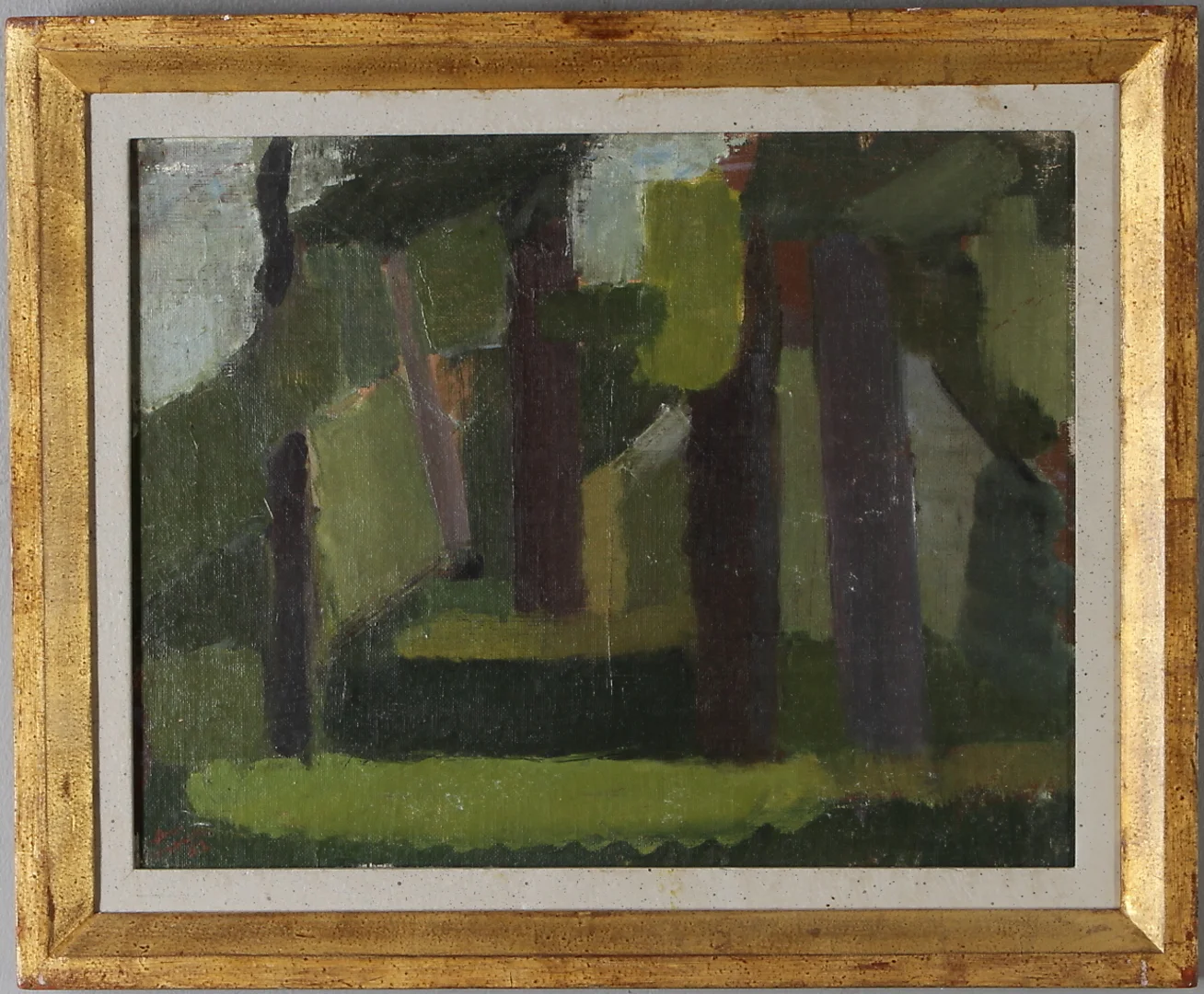 BROR INGEMAR FRÖBERG. "Studie i grönt", olja på pannå, signerad och daterad -52. — Paintings — Auktionshuset Kolonn