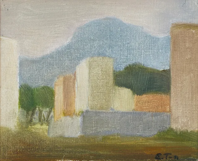 ELVI TONDÉN (1886-1971). "Castel Gandolfo", signerad Elvi Tondén, olja på duk.