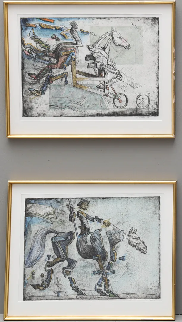 HANS HAMNGREN. färglitografier, 2 delar, numrerade 101/120, signerad Hamngren, daterad 1987.