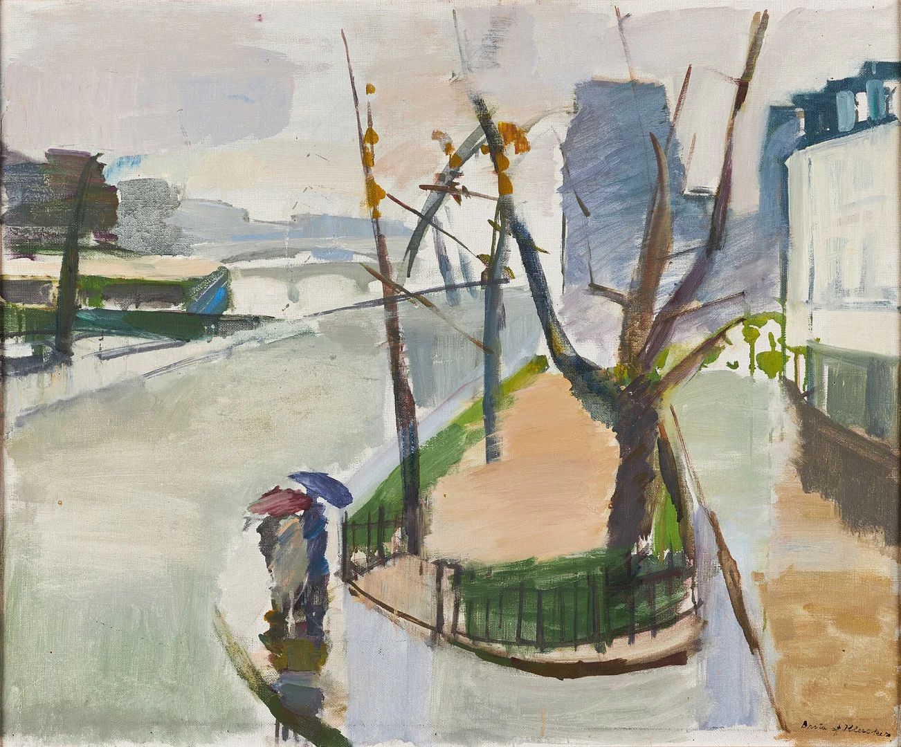 BRITA AF KLERCKER (Lund 1906-2001 Lund). Parisväder, signerad, olja på duk. — Paintings — Crafoord Auktioner Stockholm