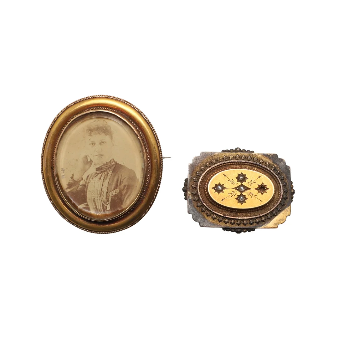 TWO VICTORIAN GOLD BROOCHES. — Brooches & Pendants — Lawrences Auctioneers