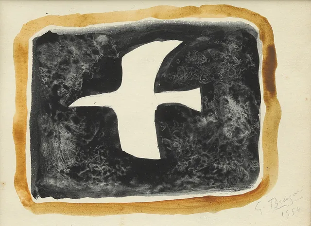 GEORGES BRAQUE. Fågel, akvarell, signerad och daterad 1954.