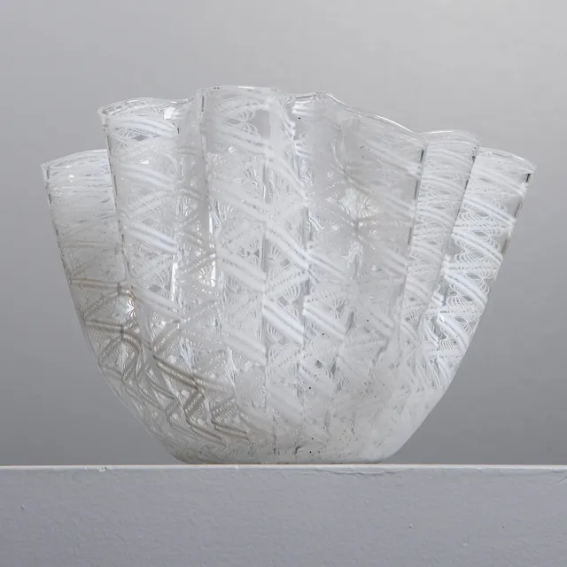 PAOLO VENINI. Skål, "Fazzoletto", glas, Murano, 1950-tal.
