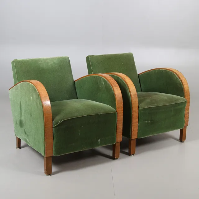 FÅTÖLJER, ett par, funkis, 1930/40-tal.
