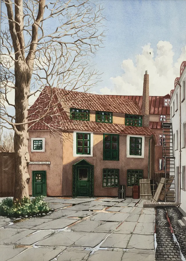 INGER RYDÉN (född 1944): Bakgård, signerad Inger Rydén -77, gouache.