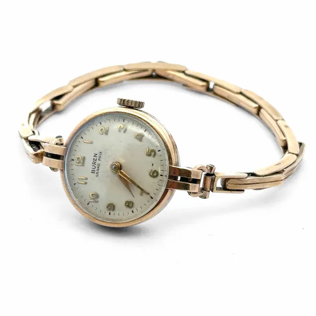 BUREN 9CT GOLD LADY'S WATCH.