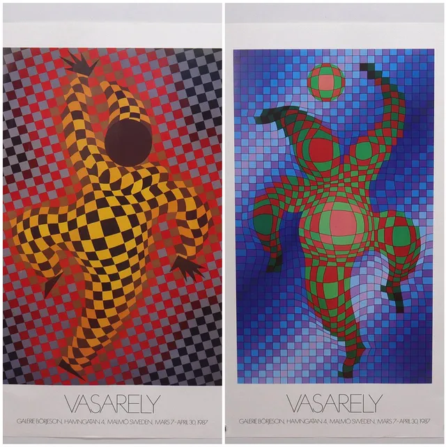 VICTOR VASARELY. utställningsaffischer, Galerie Börjeson, Malmö, 1987, 2 st.