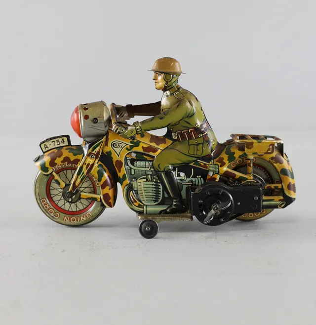 MOTORCYKEL, litograferad plåt, urverk, Tyskland.