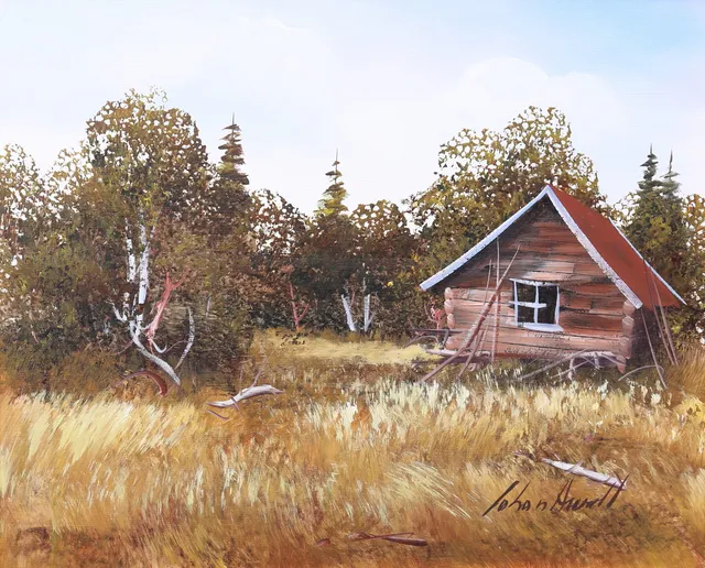 JOHAN ARVALL. Olja på duk, landskapsidyll, signerad.