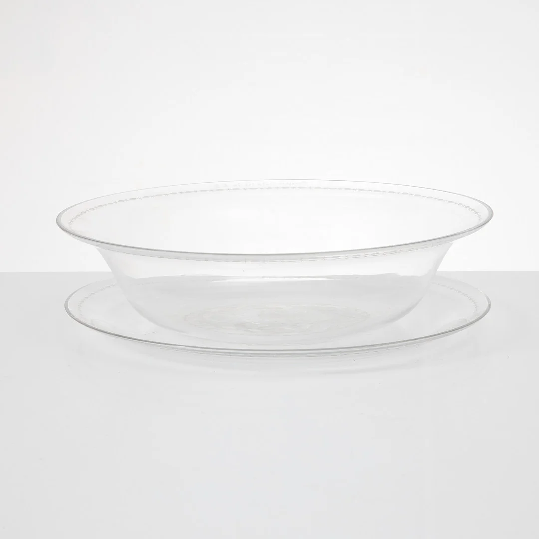 EDWARD HALD. Skål med fat, skål signerad Hald, Orrefors, märkt 140.26.E9. — Utility glass — Stockholms Auktionsverk Magasin 5