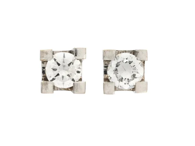 ÖRHÄNGEN, 18K vitguld, briljantslipade diamanter ca 0,32, ca TW/VS, stift, vikt 1,2 g, snurrebussar i sterlingsilver.