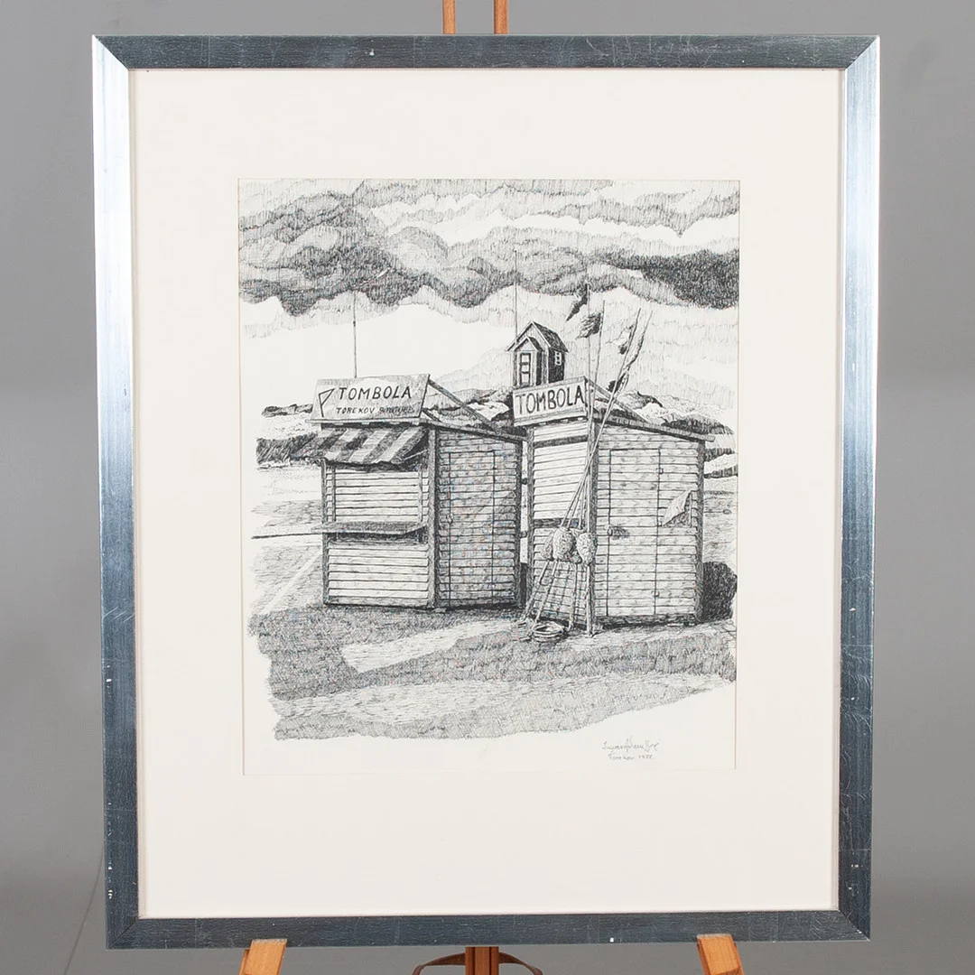 INGVAR ADAMSSON. Blyerts/kol på papper, "Torekov", signerad och daterad 1977. — Drawings — Laholms Auktionskammare