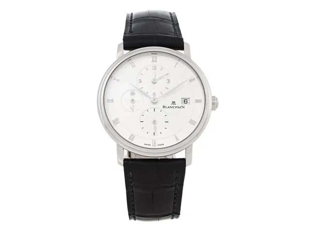 BLANCPAIN, Villeret GMT / Double Time Zone, Cal 5L60, Ref nr. 6260-1542-55, Boett nr. 332, herrur, 38 mm, 18K vitguld, automatisk, safirglas, liten sekundvisare, datum, två tidzoner, dag/natt-indikator, rotor i 18K vitguld, glasbaksida, läderband, viklås i 18K vitguld, ca 2010, box (ej komplett).