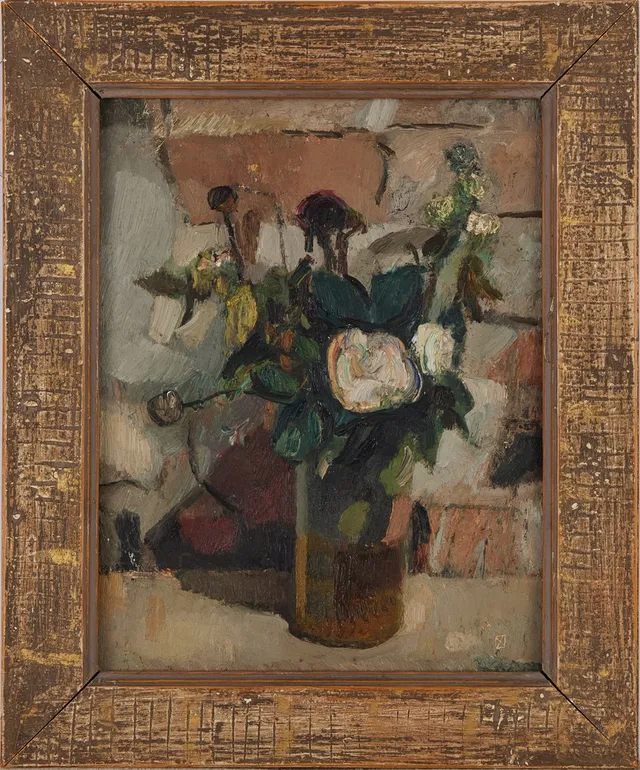 NISSE ZETTERBERG. Blommor i vas, olja på pannå, monogramsignerad.