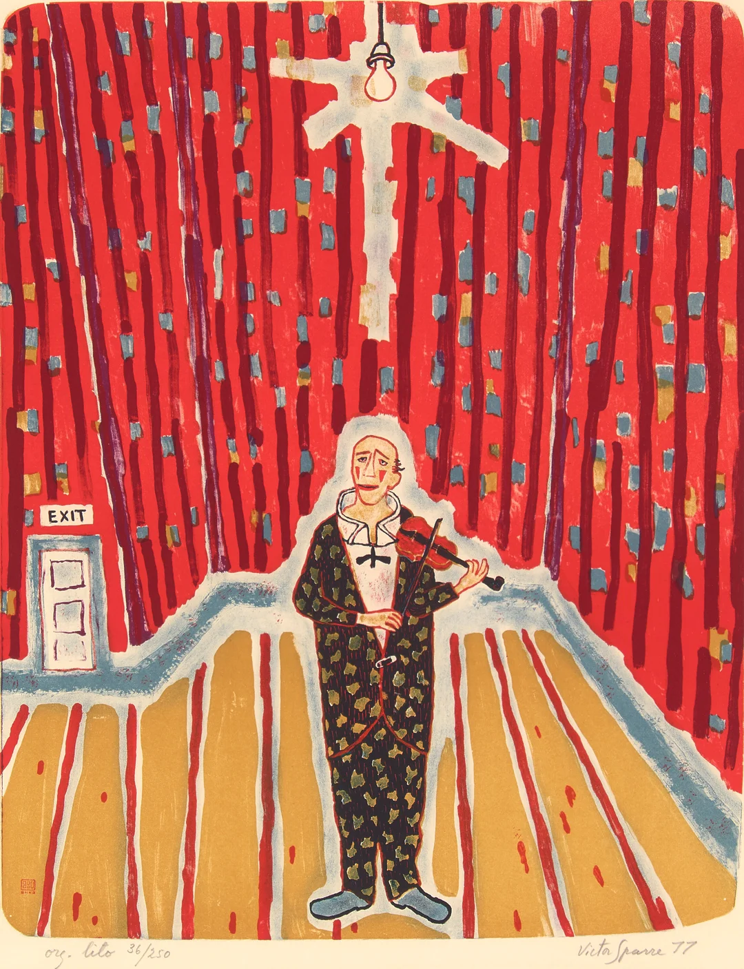Sparre, Victor — "Musiserende klovn" 1977 — Kunst/Grafikk — Blomqvist