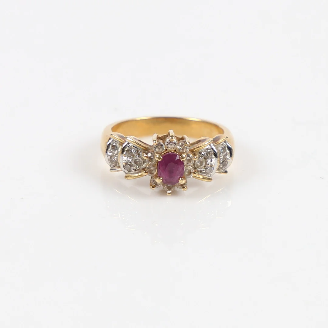 RUBY AND CZ CLUSTER RING. — Rings — Bishop & Miller