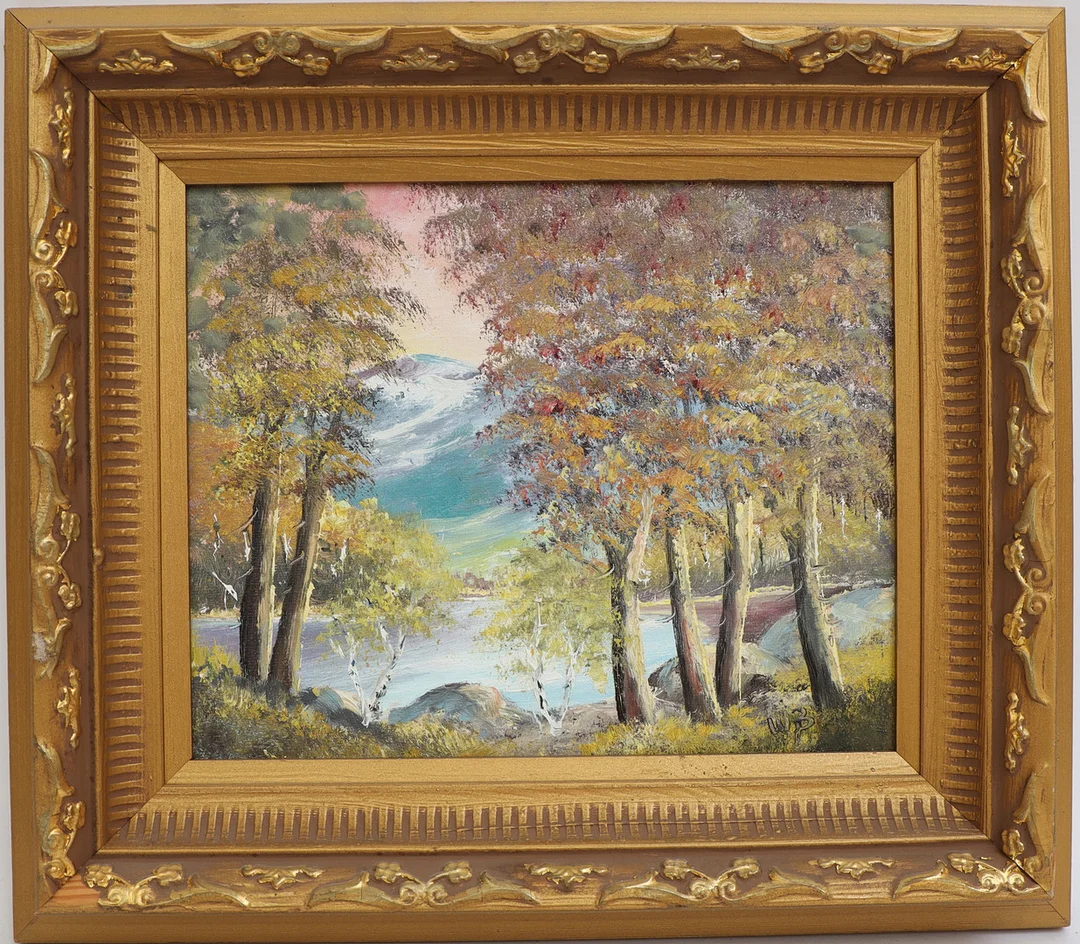 OIDENTIFIERAD KONSTNÄR. Landskap, oljemålning på duk, monogramsignerad WB. — Paintings — Falun Auktionsbyrå