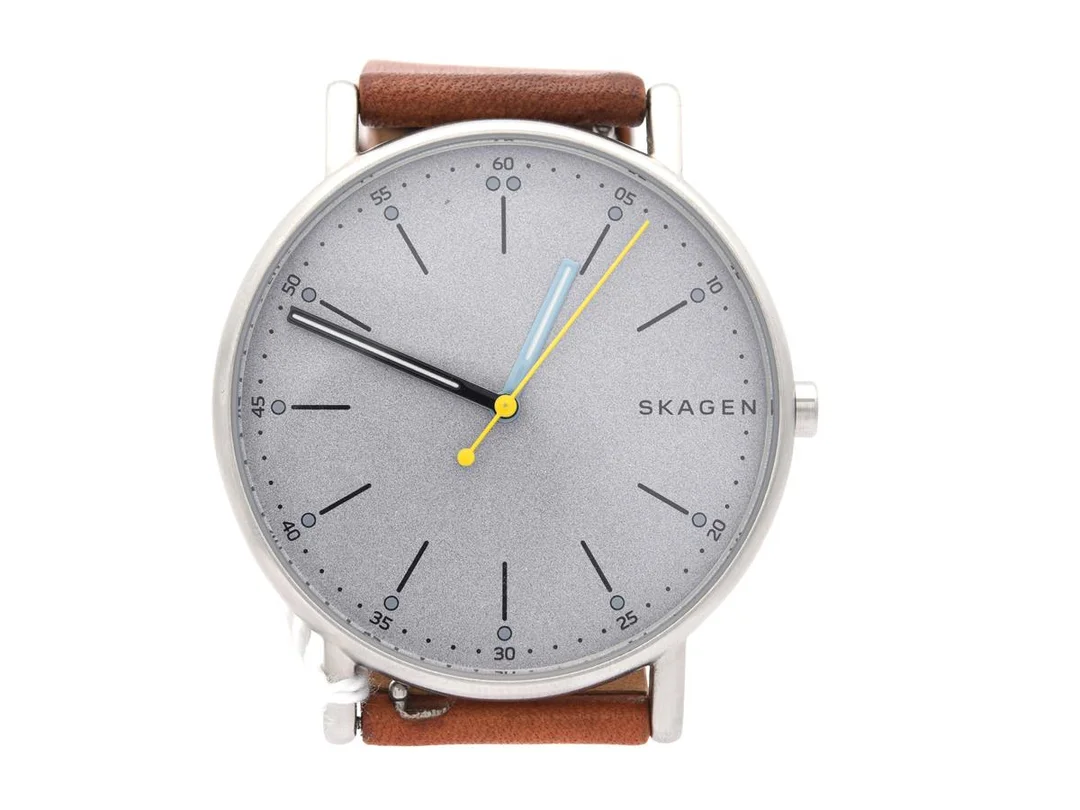 Skagen modell:SKW6373, Ø40mm, srn:111704, quartz, mineral glas, stål på läderband — Klockor/Skagen — Kaplans