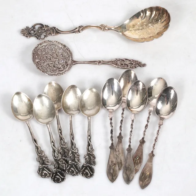SKEDAR, 10 st, silver. Vikt 129 gram.
