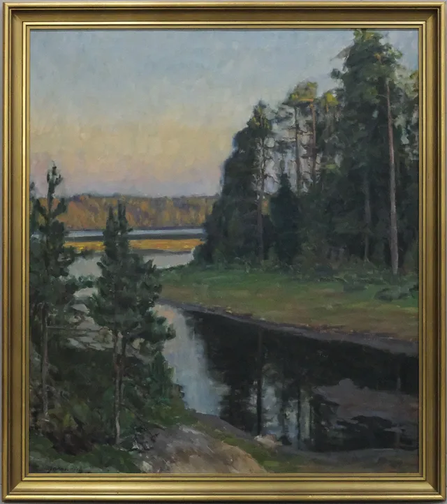 ROBERT LÖFGREN. OLJA PÅ DUK, LANDSKAP, 95X83CM.