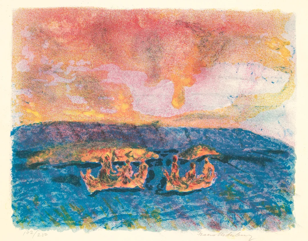Widerberg, Frans — "Båter og skyer" 1970 — Kunst/Grafikk — Blomqvist