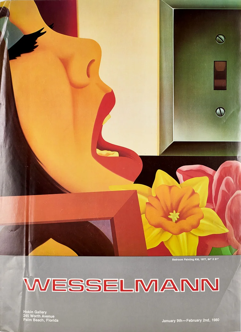 TOM WESSELMANN (USA, 1931-2004). Utställningsaffisch, med offsettryck, "Bedroom Painting #36", (1977), Hokin Gallery, 1980. — Engravings & Prints — Crafoord Auktioner Stockholm