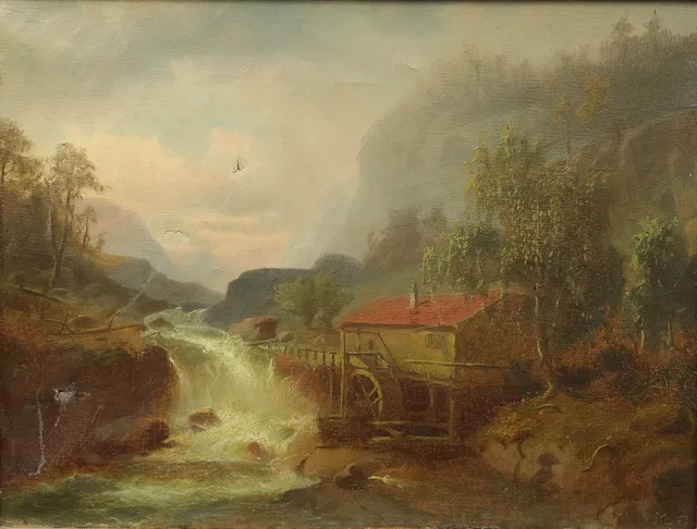 MARCUS LARSSON. TILLSKRIVEN. Olja på duk, monogramsignerad ML, daterad 57 (1857).