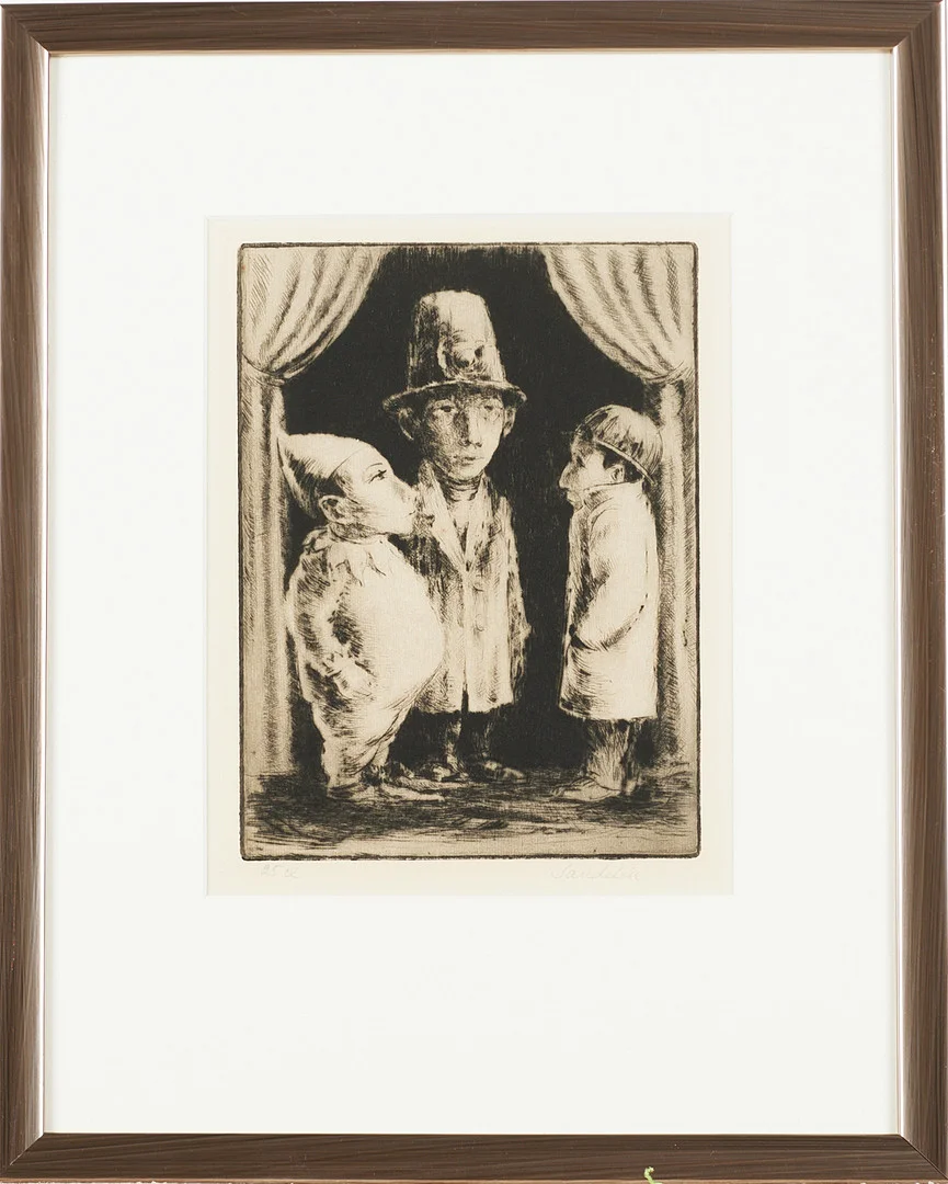 BÖRJE SANDELIN. trio, signerad Sandelin, 25 ex, etsning, plåtmått ca 22,5x16 cm. — Engravings & Prints — Stockholms Auktionsverk Magasin 5